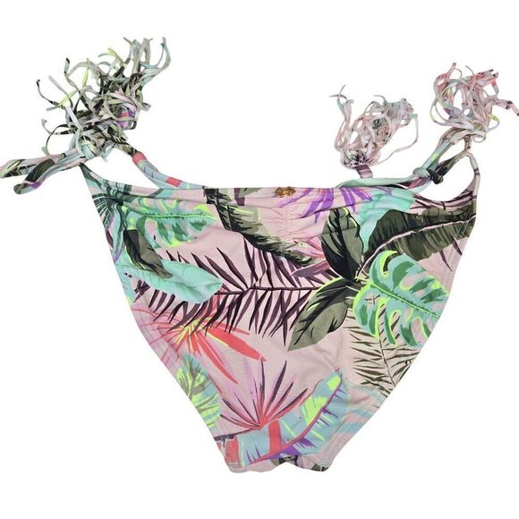 PilyQ Tropical Print Bikini Bottoms Side Ties Womens Swimwear Size S Multi-Color - Picture 2 of 4